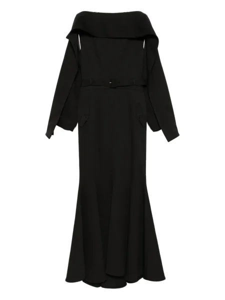 Długa sukienka maxi Rokh z długim rękawem garniturowa czarna