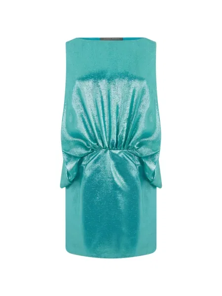Rochie mini Alberta Ferretti fără mâneci cu volane albastru