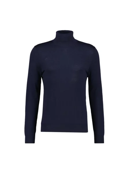 Sweter z golfem Profuomo wełniany niebieski