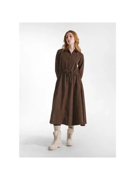 Lung rochie Deha de catifea cord maro
