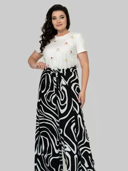 Штани палаццо All Posa білий/чорний білі