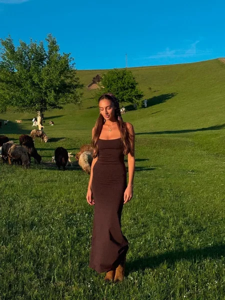 Макси платье Milirud коричневое