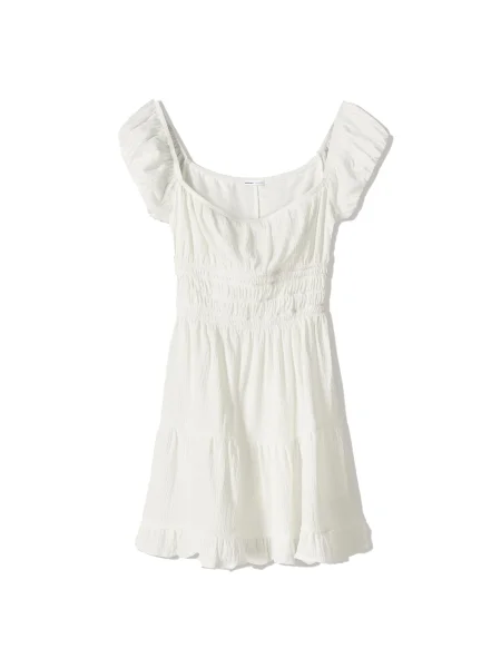 Bershka Poletna obleka off-bela bela