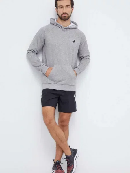 Pulover za vadbo adidas Performance s kapuco siva