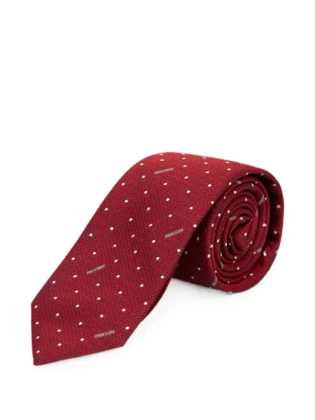 Cravată Moschino de mătase cu buline cu imagine roșu