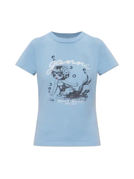 GANNI T-shirt niebieska