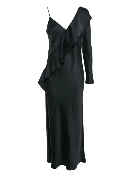 Rochie Dvf Diane Von Furstenberg din satin cu volane de costum negru