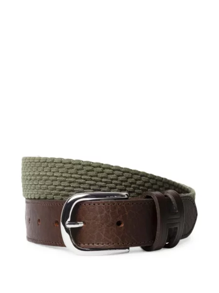 Cu centură curea Hackett London din piele țesută verde