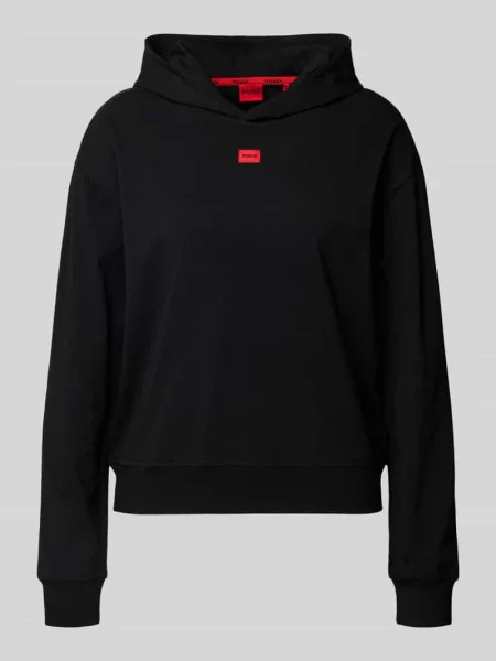 Bluza z kapturem o kroju regular fit z mieszanki bawełny i modalu model ‘SIGNATURE’ Hugo czarna