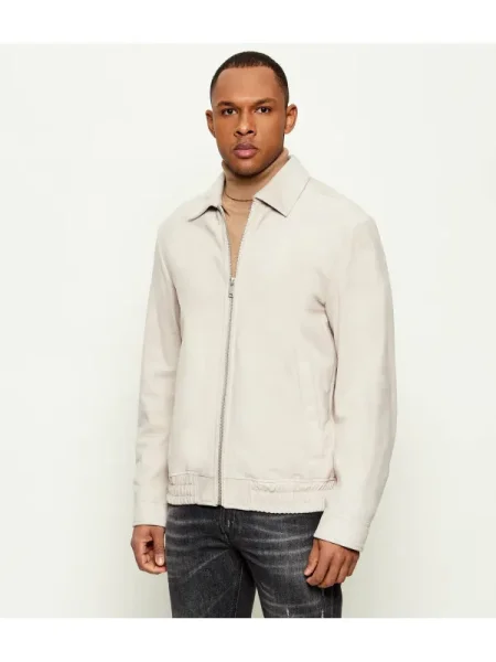 BOSS ORANGE Geacă Josurf | piele întoarsă gri