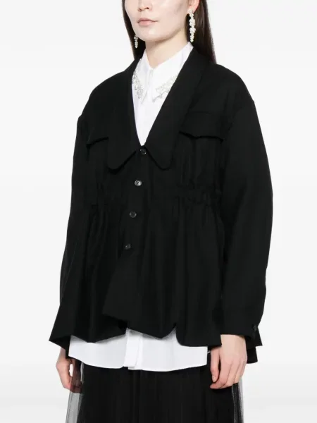 Cu peplum geacă Noir Kei Ninomiya de lână negru