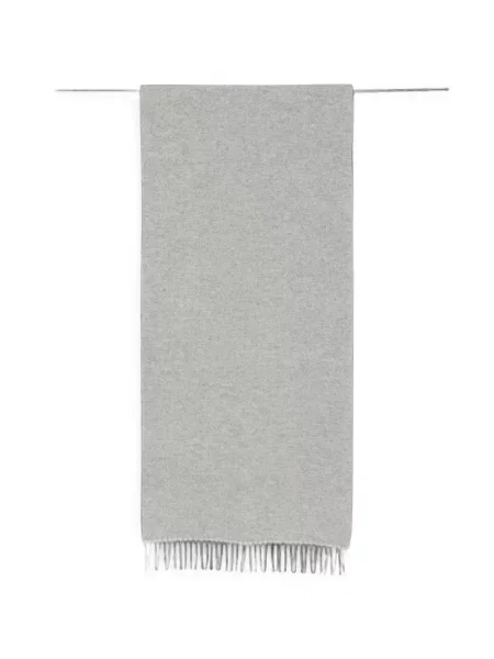 Fular Gran Sasso cu franjuri cu model herringbone gri