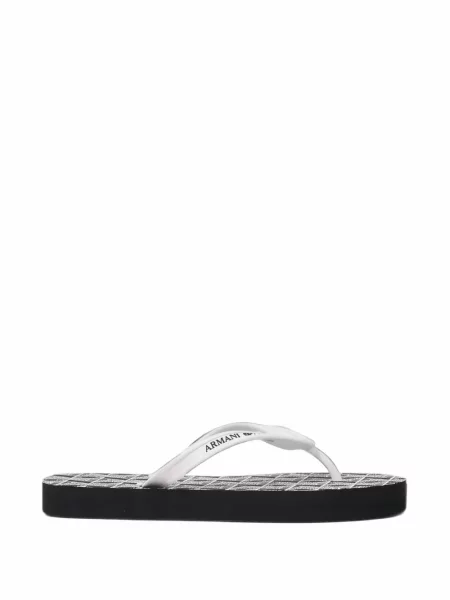 Sandale Armani Exchange cu imagine cu imprimeu geometric alb