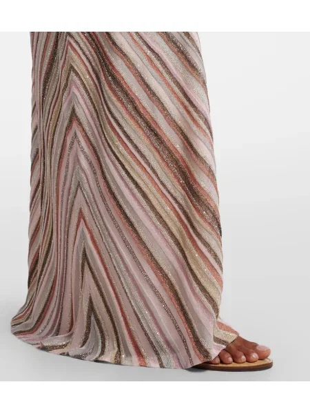 Rochie maxi Missoni cu un umăr gol roz
