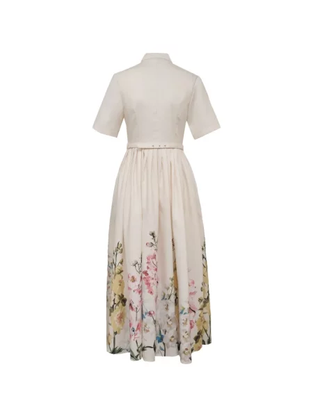 Rochie midi Leo Lin cu model floral cu imagine alb