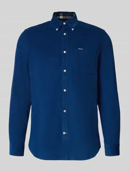 Koszula sztruksowa o kroju tailored z brustaszą Barbour niebieska