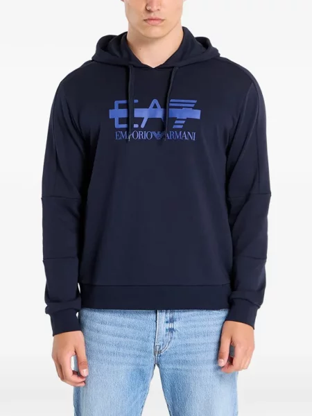 Hanorac cu glugă Ea7 Emporio Armani cu imagine albastru