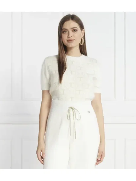 TWINSET Bluză cu adaos de lână alb