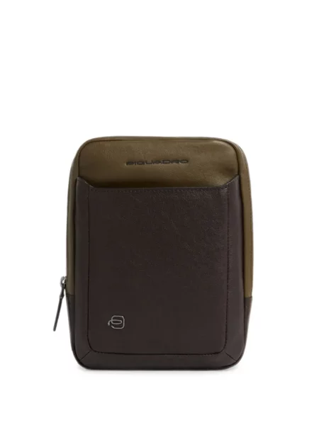 Geantă crossbody Piquadro cu autograf maro