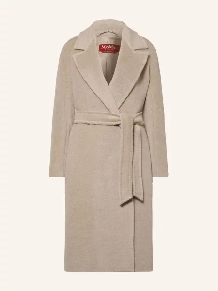 Max Mara Studio Kabát Giorno Z Alpaky béžová