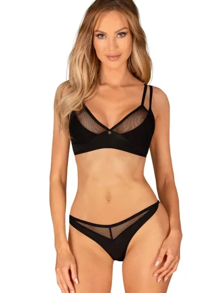 Комплект белья: бюстгальтер с мягкой чашкой и трусики стринг Комплект_Obsessive_Nesari_set чорні