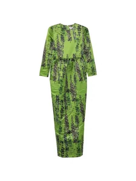 Rochie maxi Bernadette cu model floral cu imagine verde