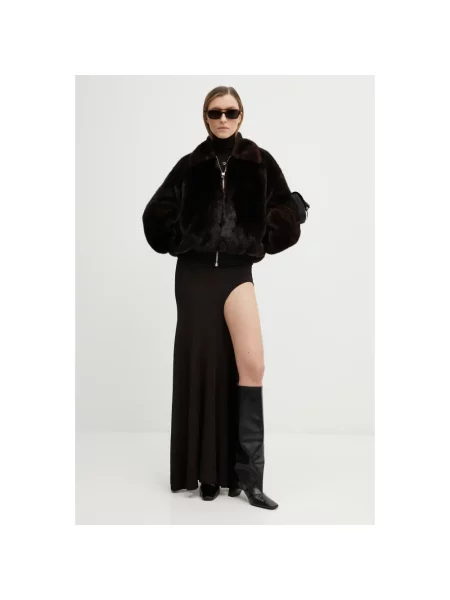 Coperni sukienka Leg Cut-Out Rib Gown maxi rozkloszowana brązowy