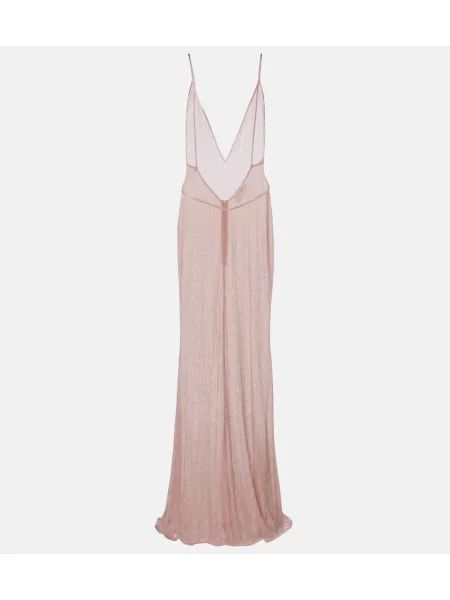 Rochie maxi The New Arrivals Ilkyaz Ozel transparente de costum roz