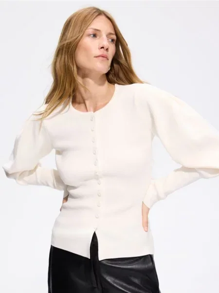 Reserved Cardigan cu mânecă voluminoasă nude