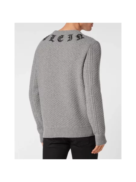 Sweter Philipp Plein wełniany szary
