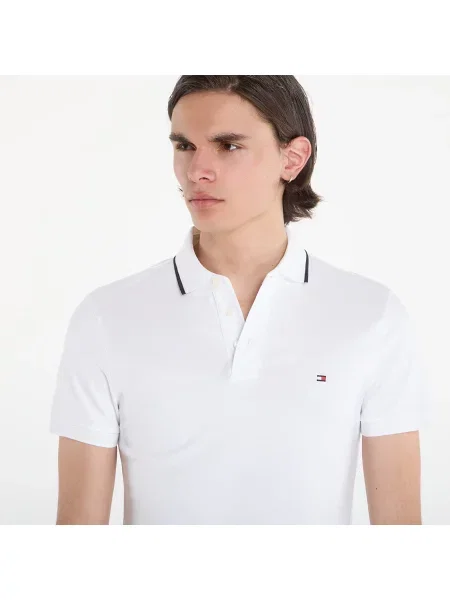T-shirt Tommy Hilfiger Liquid Cotton Tipped Slim Polo White L λευκό