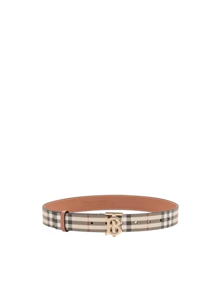 Pasek Burberry w kratę beżowy