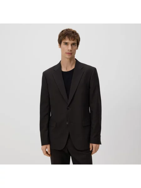 Reserved Slim fit sako s příměsí lnu tmavě hnědá