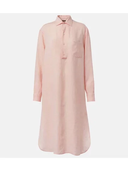 Rochie tip cămașă Loro Piana de in de costum roz