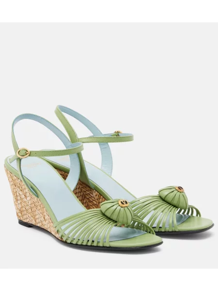 Sandale Valentino Garavani din piele cu pană verde