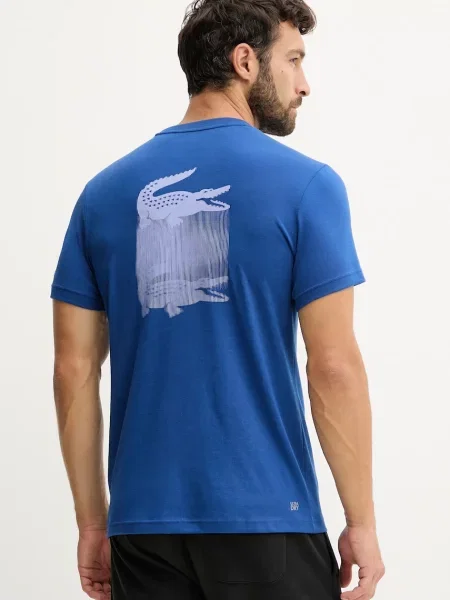 Тениска Lacoste с принт синьо