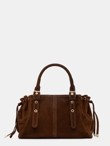 Answear.LAB geanta de mana din piele intoarsa maro