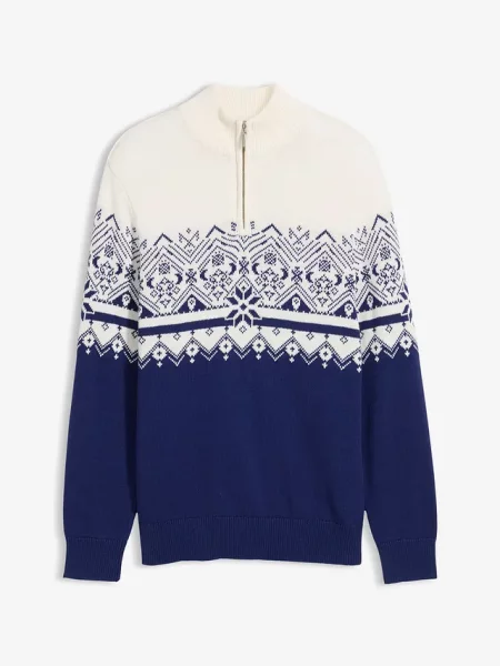 Sweter w norweski wzór z czystej bawełny biały