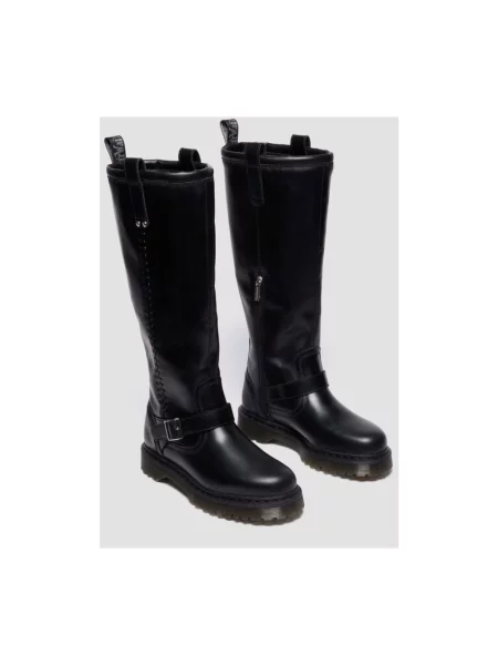 Dr. Martens kozaki skórzane Anistone na płaskim czarny