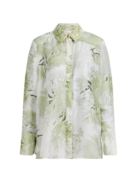 Cămașă Aje cu model floral alb
