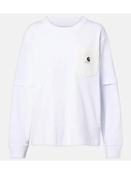 Top Sacai z dżerseju biały