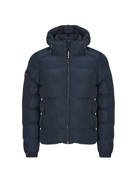 Geacă Superdry cu glugă albastru