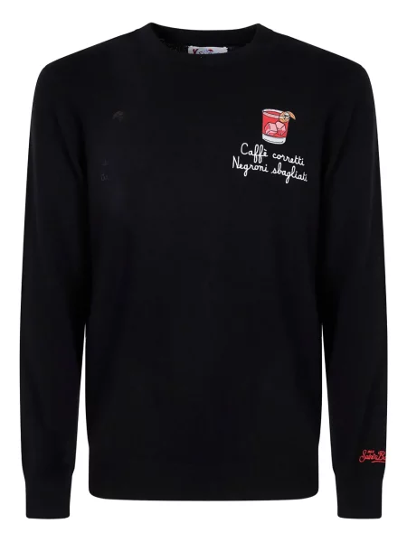 Pulover Mc2 Saint Barth cu broderie lung negru