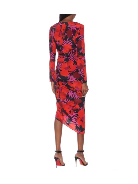 Rochie Veronica Beard de mătase cu model floral de costum roșu