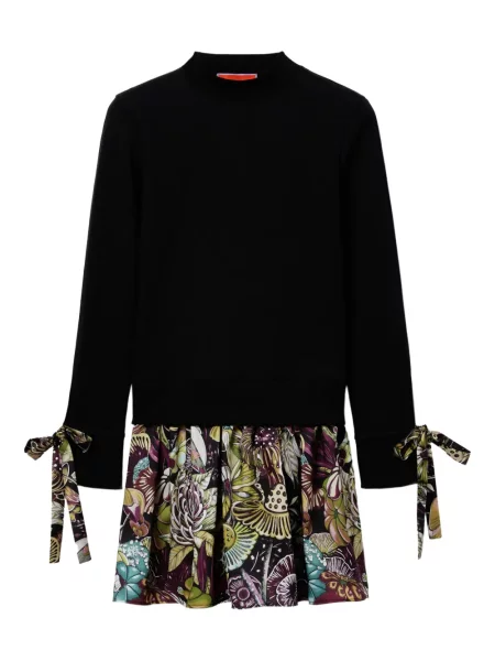 Rochie mini La Doublej cu model floral cu imagine de costum negru
