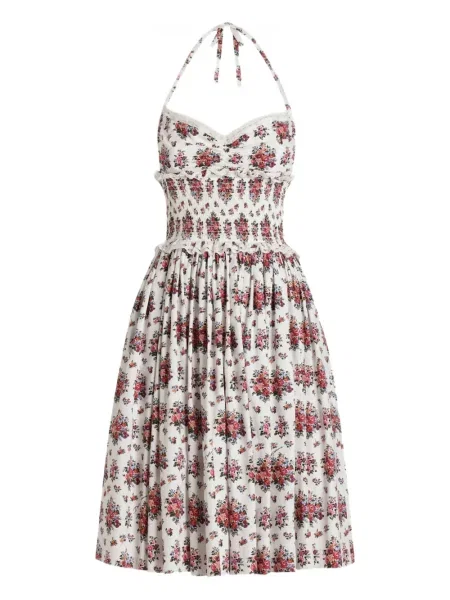 Rochie mini Dolce & Gabbana cu model floral cu gât halter de costum alb