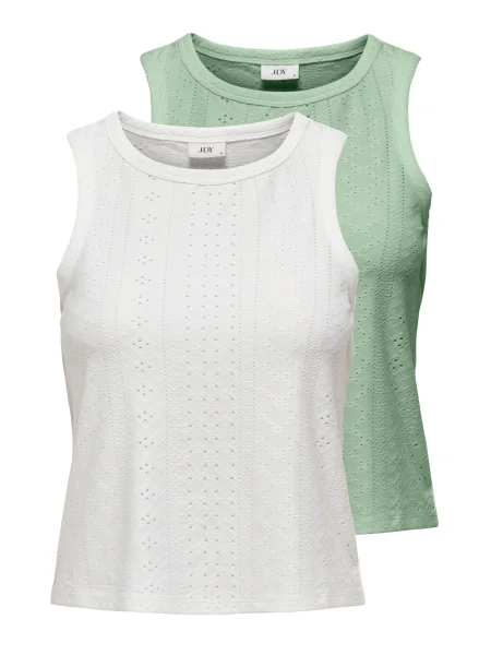 JDY Top JDYCATHINKA verde deschis alb