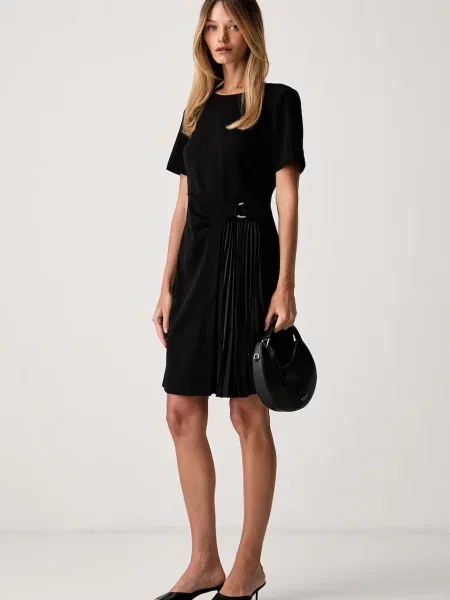DKNY rochie plisată negru
