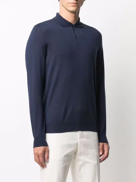 Μακρύς polo Drumohr από μαλλί merino μπλε