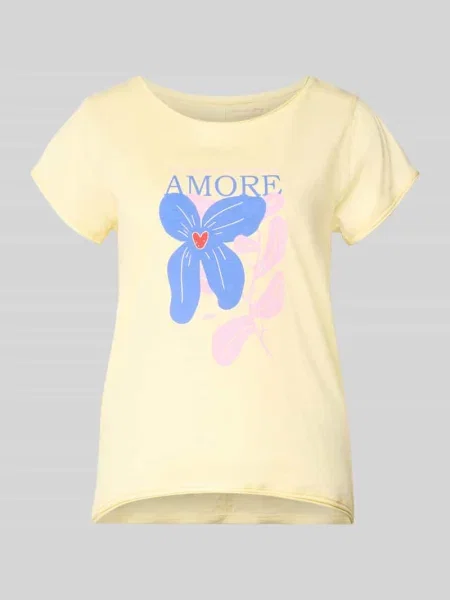 T-shirt z nadrukiem motywu i podwiniętym brzegiem Christian Berg Woman